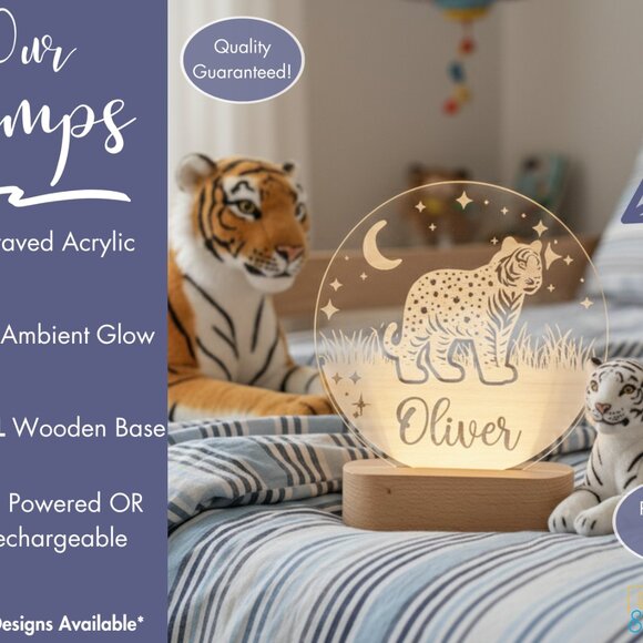 Personalized Tiger Night Light – Custom LED Lamp for Kids Room - Picture 3 of 8